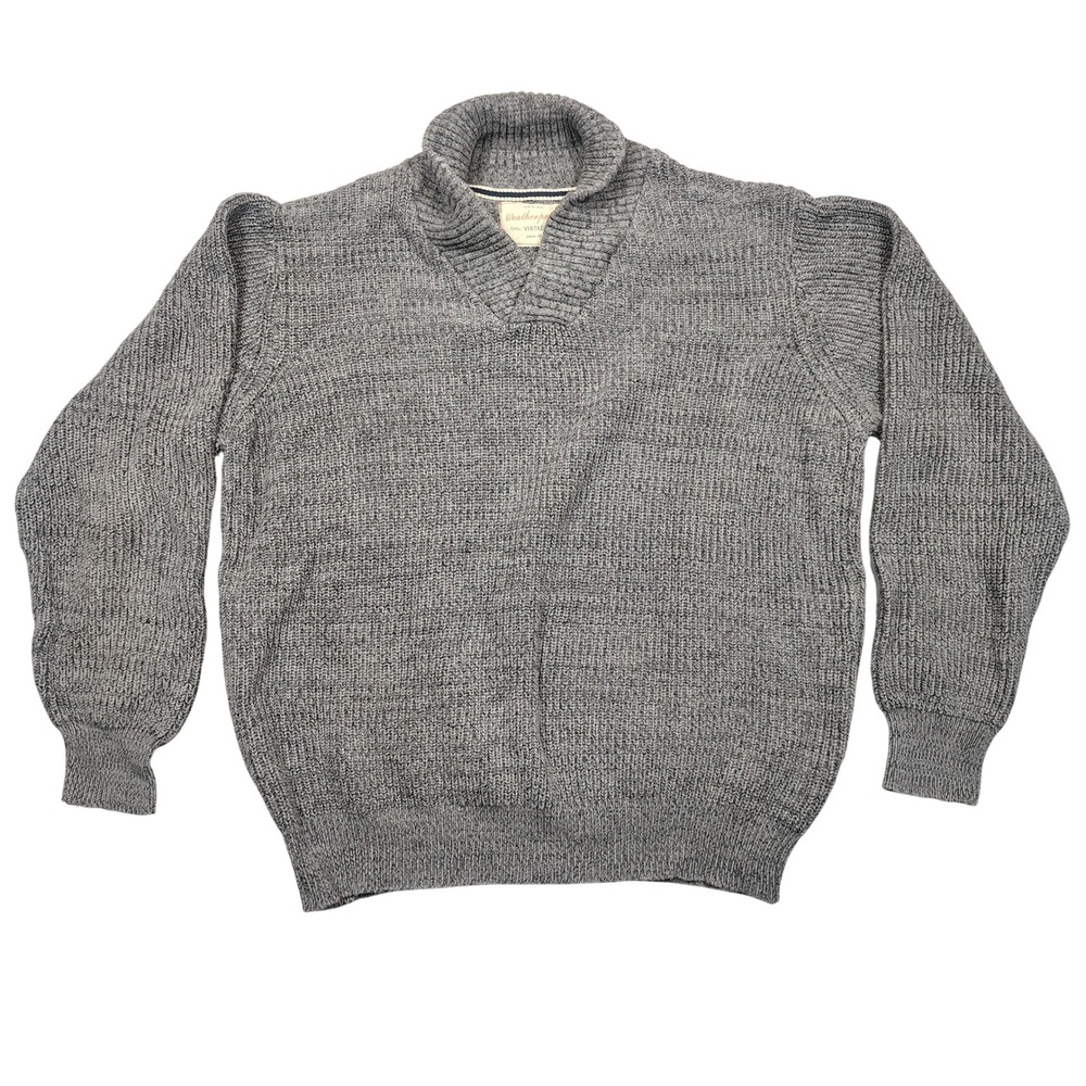 Weatherproof Vintage Sweater Mens XL Shawl Collar Knit Grey Marled Excellent